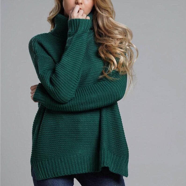 Suéter Feminino Suelen Tricô Gola Alta Casacos Femininos - Suéter Feminino Suelen Tricô Gola Alta - Conforto e Elegância para Todos os Looks Kito Magazine Verde P 