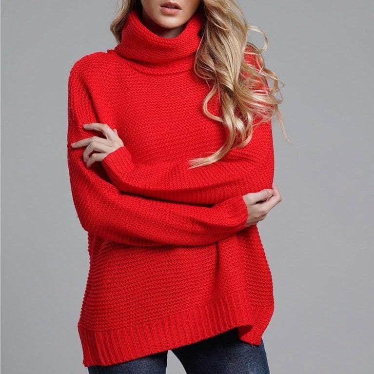 Suéter Feminino Suelen Tricô Gola Alta Casacos Femininos - Suéter Feminino Suelen Tricô Gola Alta - Conforto e Elegância para Todos os Looks Kito Magazine Vermelho P 