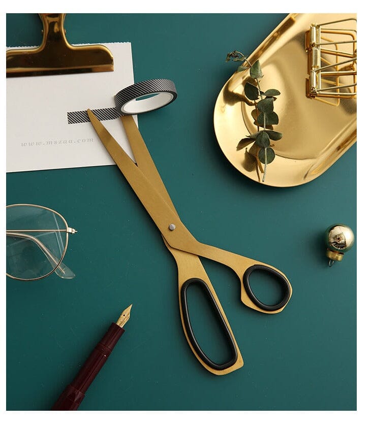 Tesoura de Aço Inoxidável Dourada Escritório - Tesoura de Aço Inoxidável Dourada KITO MAGAZINE 