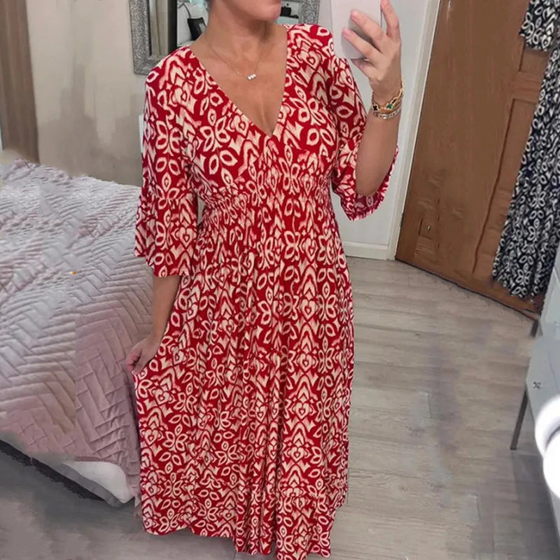 Vestido Longo Floral com Decote V + [Brinde exclusivo] Vestido Longo Floral com Decote V KITO MAGAZINE 